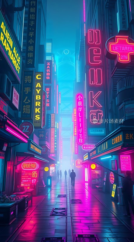 霓虹灯下的未来都市