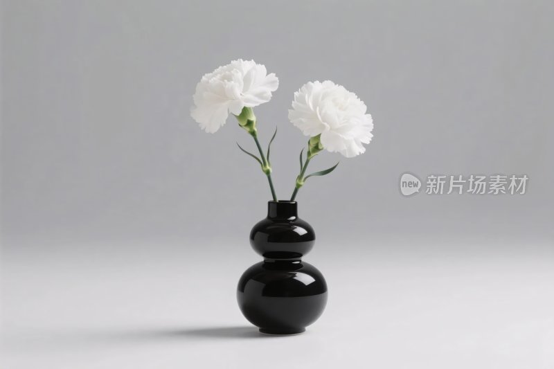 简约黑白花瓶插花