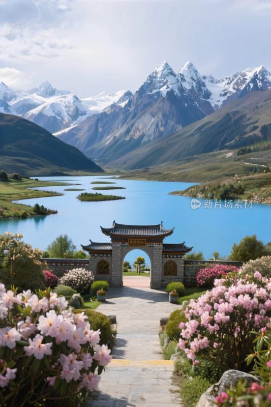 山水古建风景图