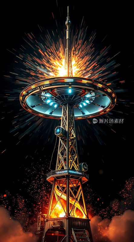 未来科技之光塔顶爆炸