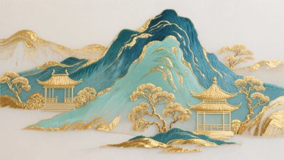 古风山水风景插画 古风山水风景插画