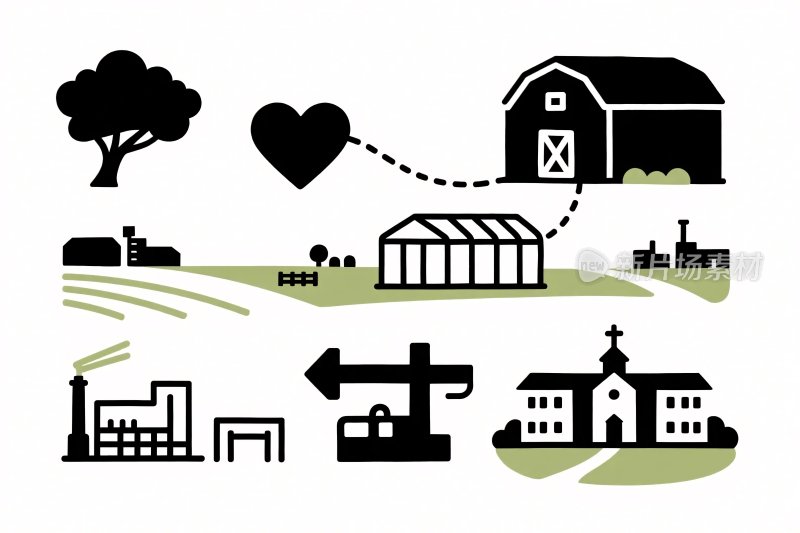 乡村农场图标集合