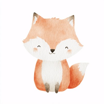 可爱水彩小狐狸插画 可爱水彩小狐狸插画