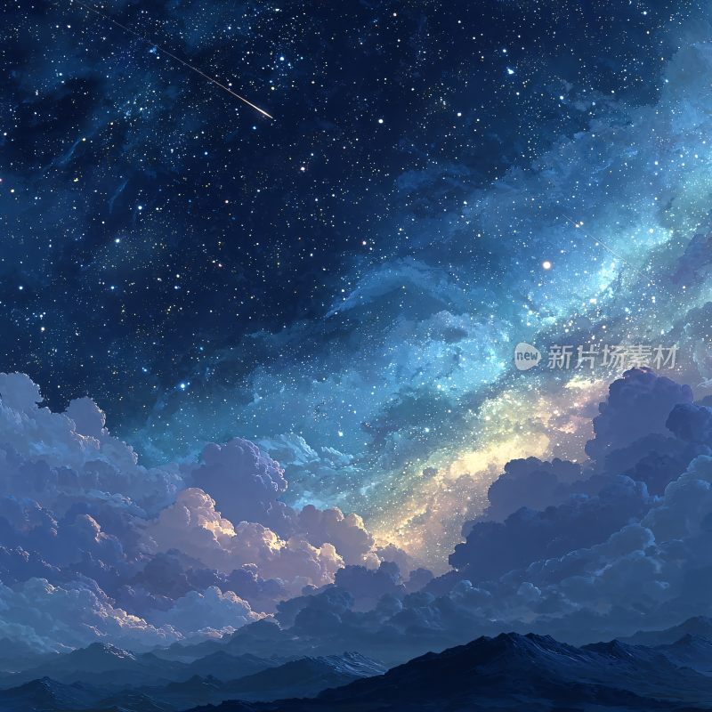 梦幻星空下的云海景象