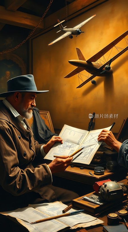 设计图纸与飞机模型