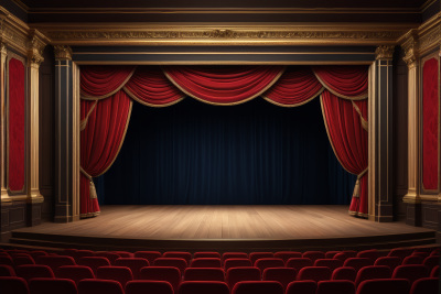 红色窗帘红色座椅和木地板的 舞台背景图片 红色窗帘红色座椅和木地板的 舞台背景图片