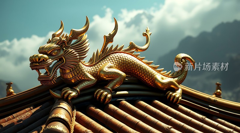 金光闪闪的龙雕塑