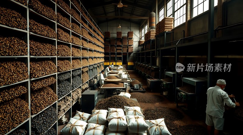 新片场素材 工厂仓库装满货物