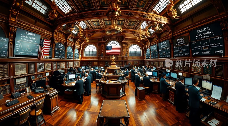 华尔街交易大厅金融风暴前的平静时刻