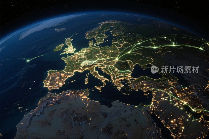 地球夜景交通线路图