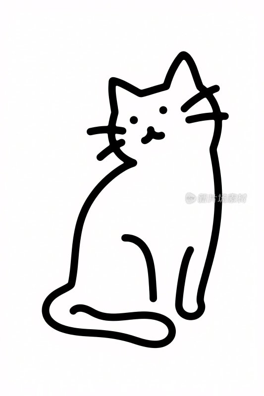 简笔坐猫插画
