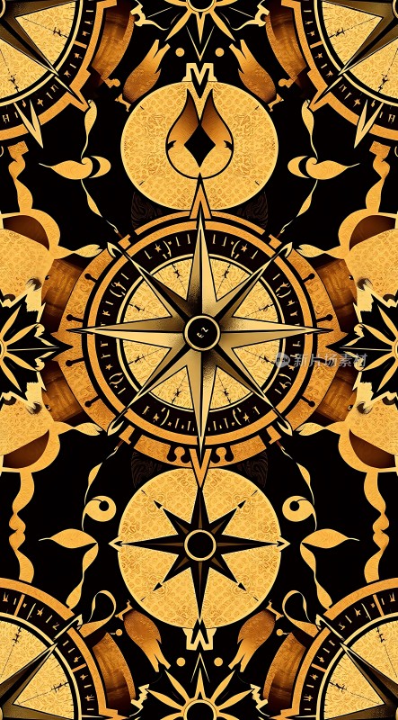 金色罗盘星形图案