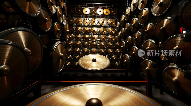 金光闪闪的铜锣阵列引人注目