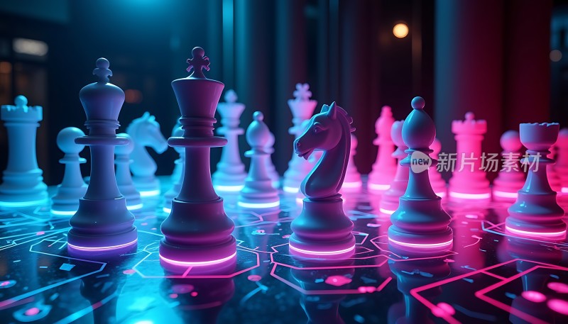 新片场素材光影下的国际象棋对决