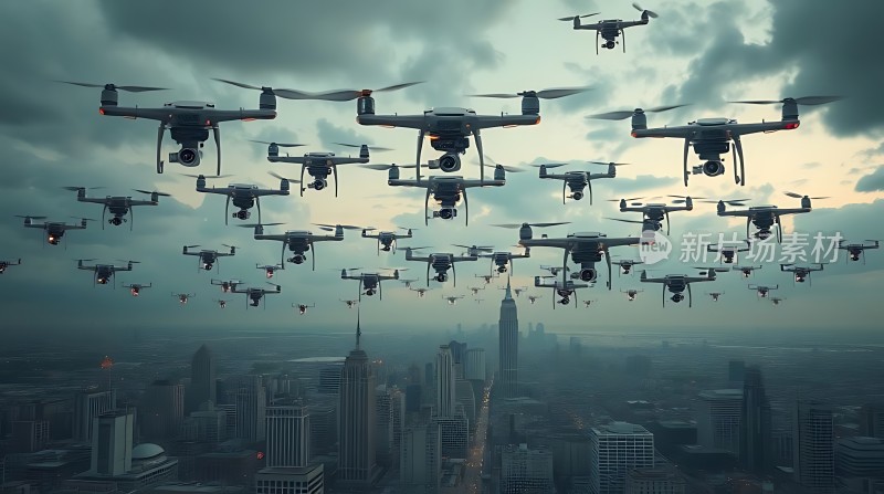 无人机编队飞越城市天际线