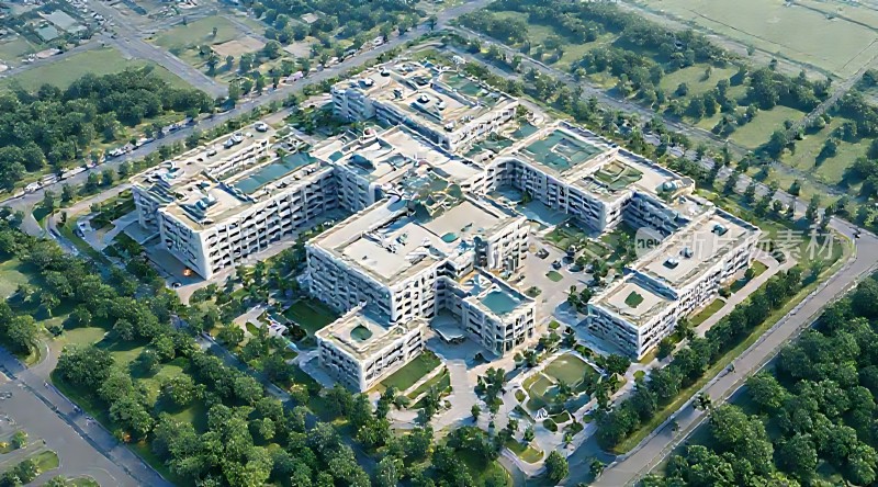 现代建筑群鸟瞰图