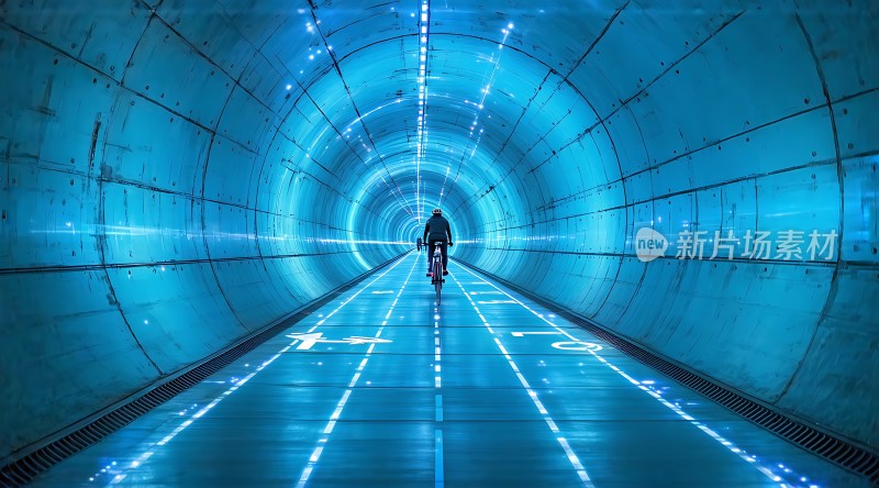 隧道骑行光影交错探索未知