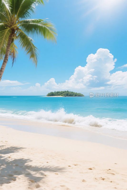 热带海滩风景插画