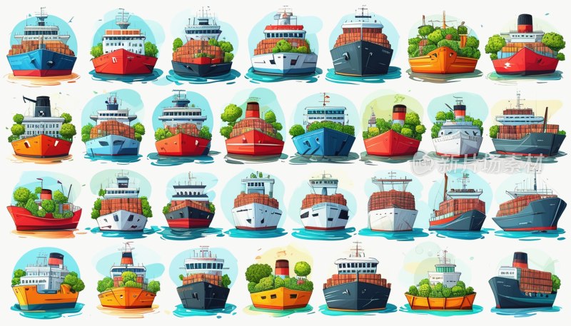 手绘运输图标集