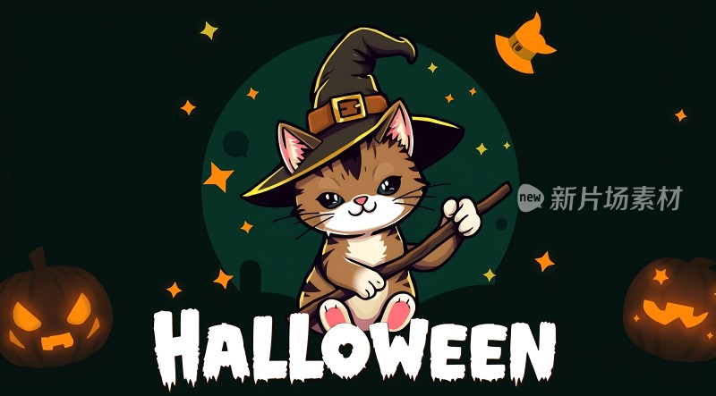 万圣节小巫师猫