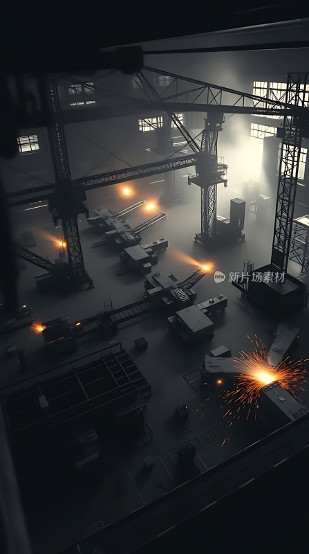 工业车间里的火花四溅