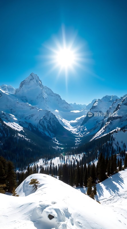 阳光下的雪山美景