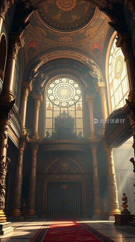 金色宫殿宏伟壮观阳光洒落神秘而庄严