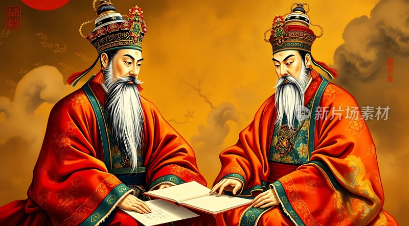 两位古代学者讨论经典文献