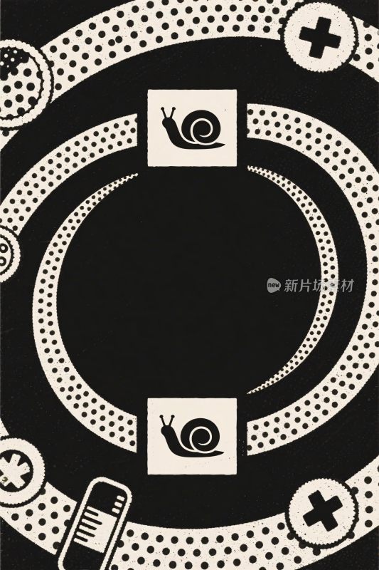 黑白蜗牛装饰插画