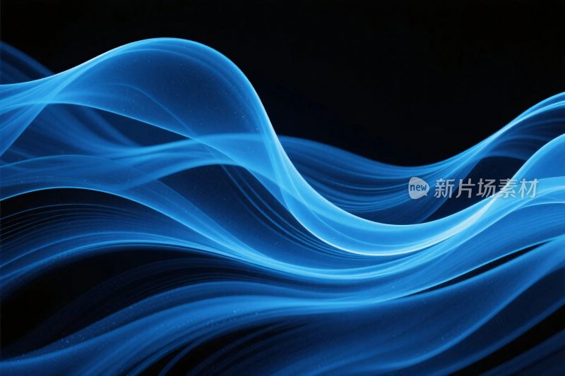 蓝色流动线条插画