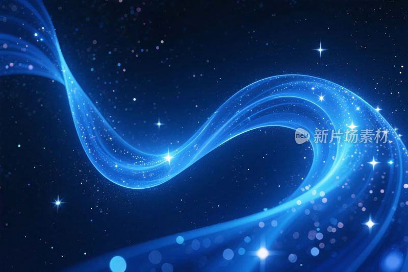 蓝色光带星光插画