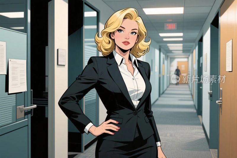 办公环境女性插画