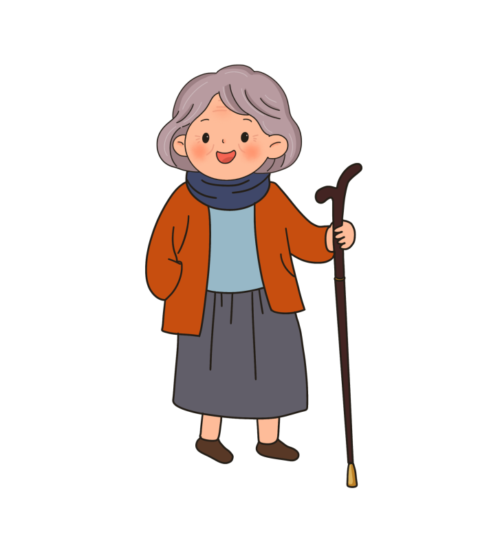 手持拐杖的慈祥老奶奶