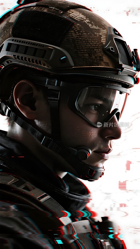 未来战士全副武装目光坚定