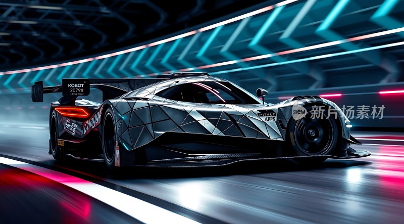 赛博朋克风格赛车疾驰
