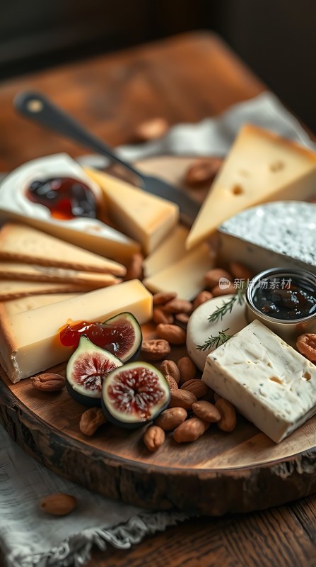 奶酪拼盘果酱、无花果和坚果的完美搭配