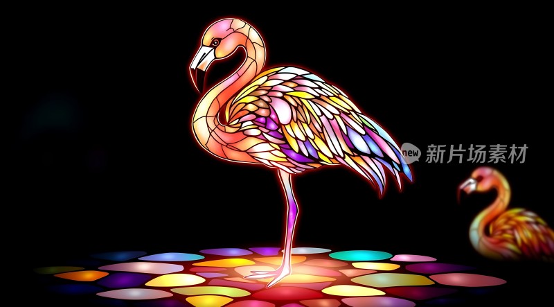 彩色玻璃火烈鸟