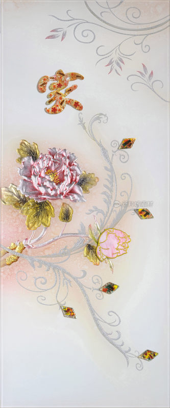 欧式牡丹屏风背景