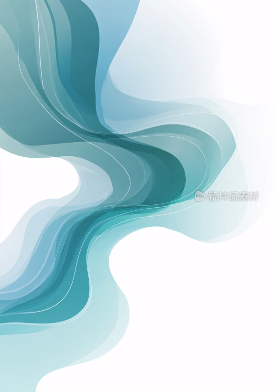 蓝白色渐变流动线条插画