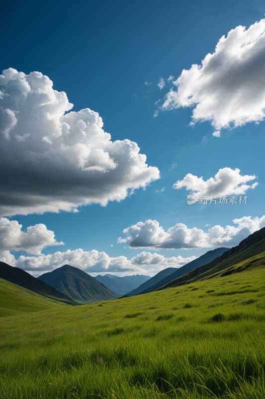 蓝天白天草原草地风景自然风光图片