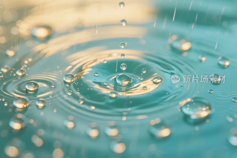 水滴水面波纹特写