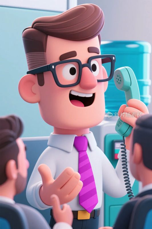 卡通商务办公通话场景