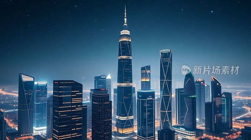 璀璨都市夜景高楼林立灯火辉煌