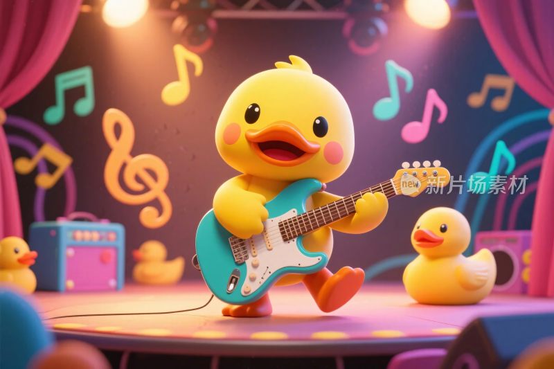 卡通小鸭演奏音乐