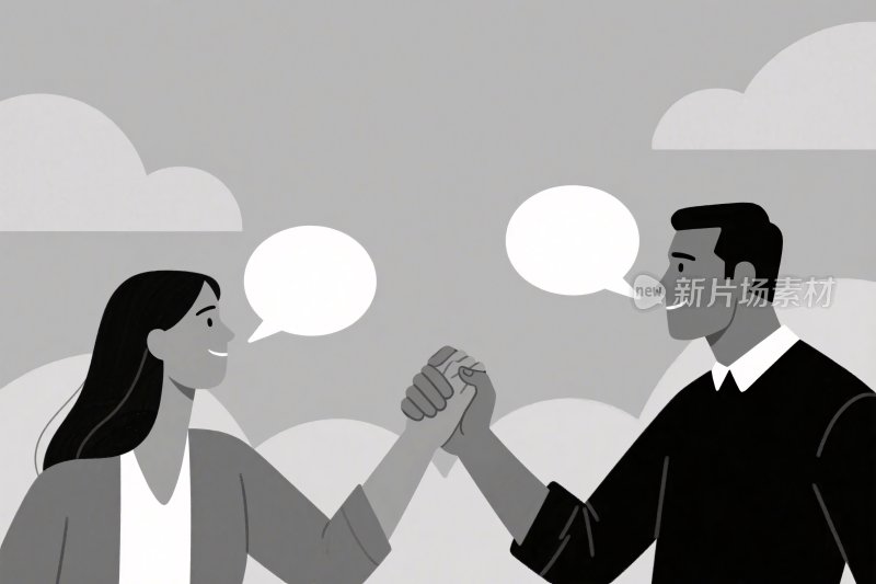 握手互动沟通插画