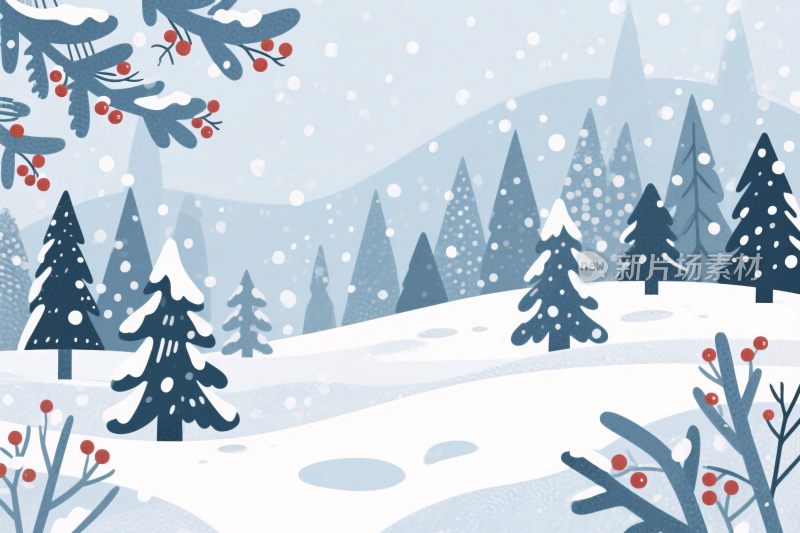冬季雪景插画