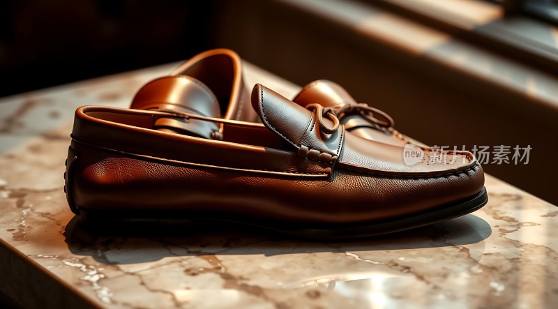 棕色皮鞋静候时光