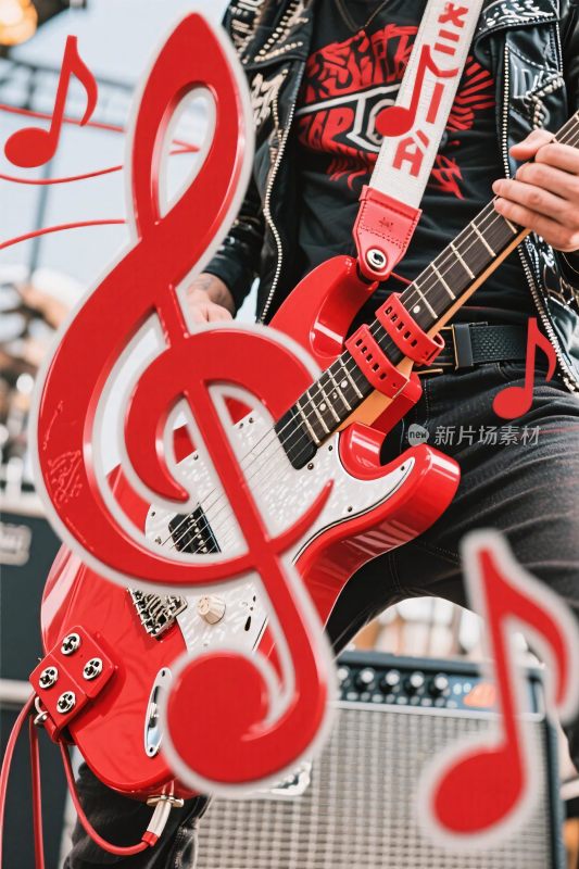 吉他音符艺术插画