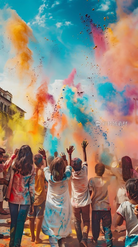 彩色粉末节上的欢乐时光