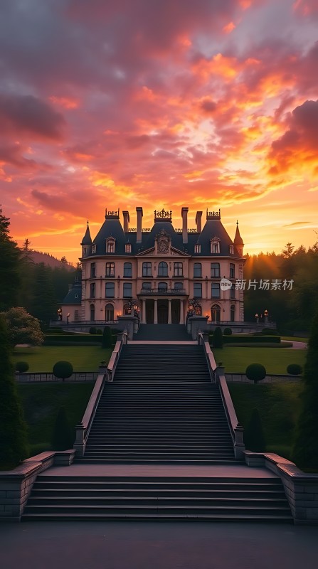 日落下的宏伟宫殿